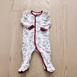 Charming Kids Footie in White with Red Trim